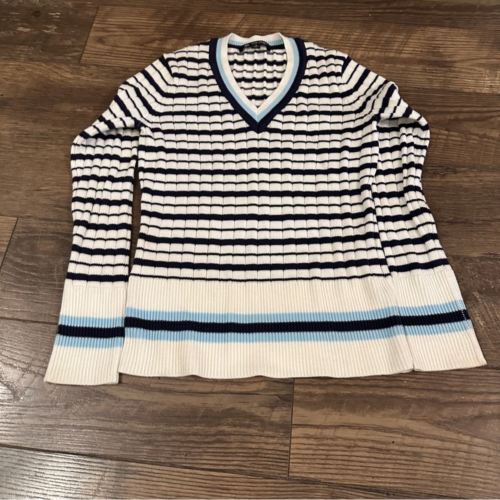 Brooks Brothers V-Neck Pima Cotton Sweater Striped Women’s‎ Size Small